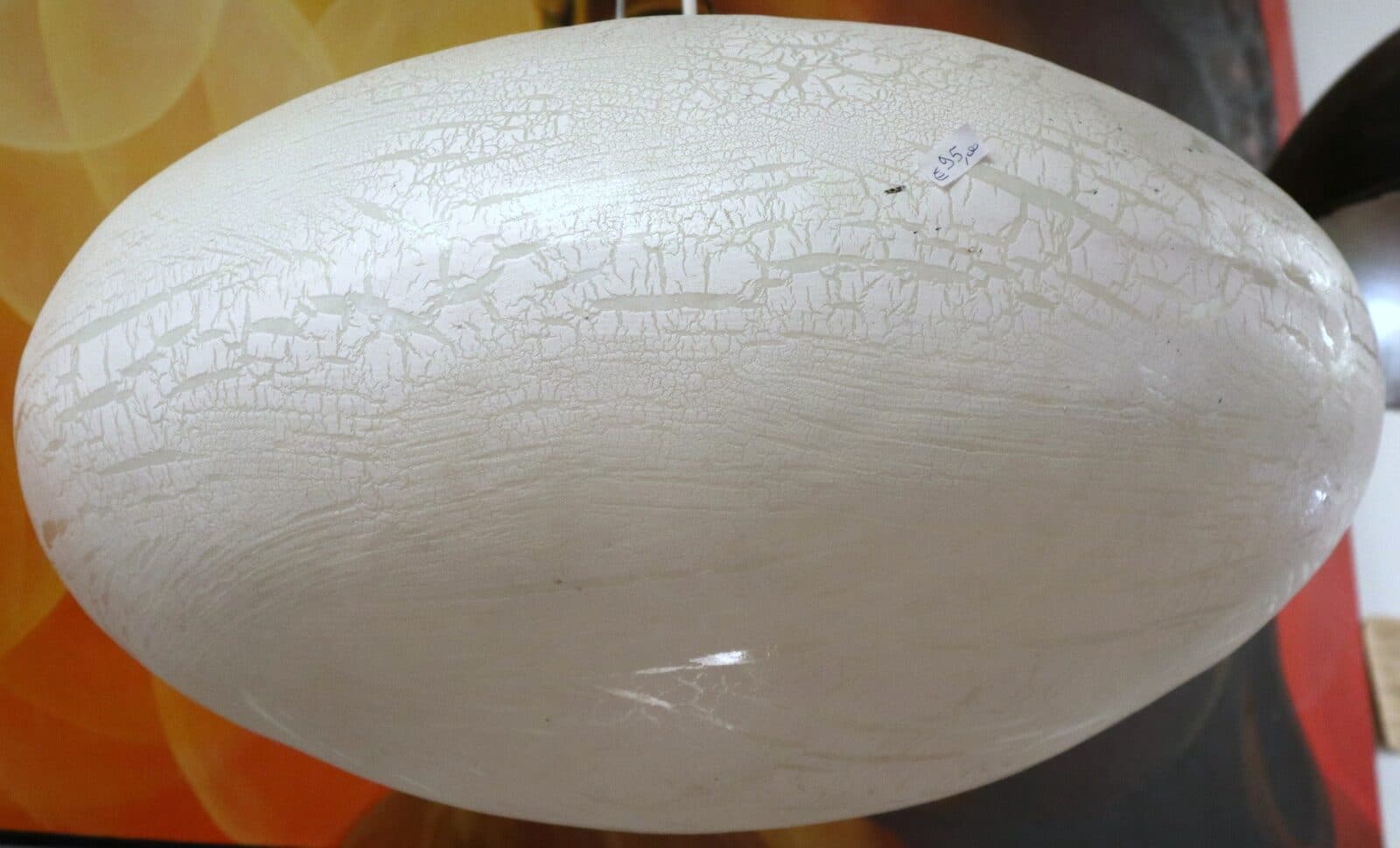 Lampadario in Vetro Resina bianco craccato diam. 60 artigianale modello Ufo luce sospensione - 3