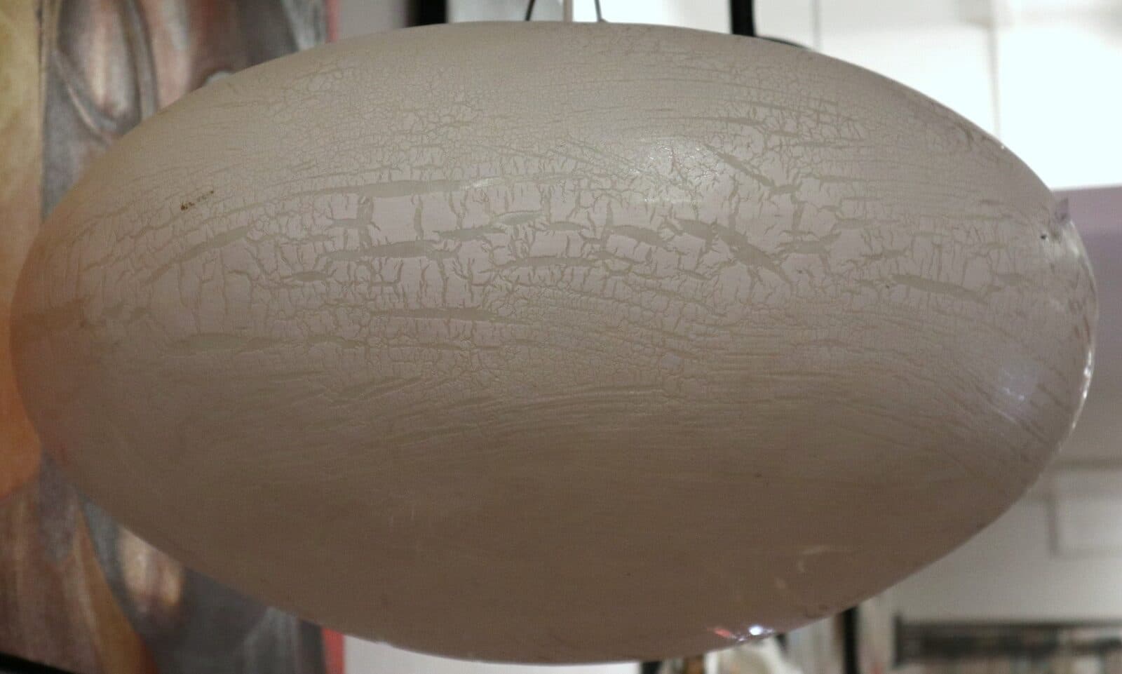 Lampadario in Vetro Resina bianco craccato diam. 60 artigianale modello Ufo luce sospensione - 5
