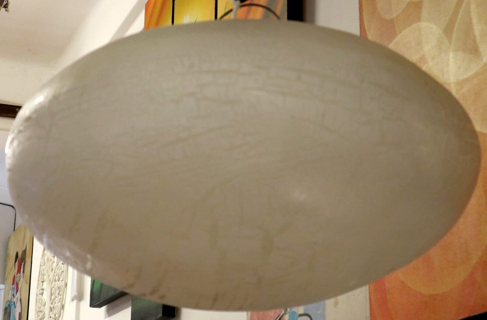 Lampadario in Vetro Resina bianco craccato diam. 60 artigianale modello Ufo luce sospensione - 6