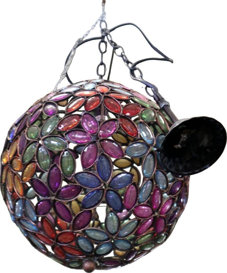 🌸 Lampadario Sfera Floreale in Resina Colorata Ø30 cm – Catena Regolabile – NOVITÀ HOME Firenze - 2