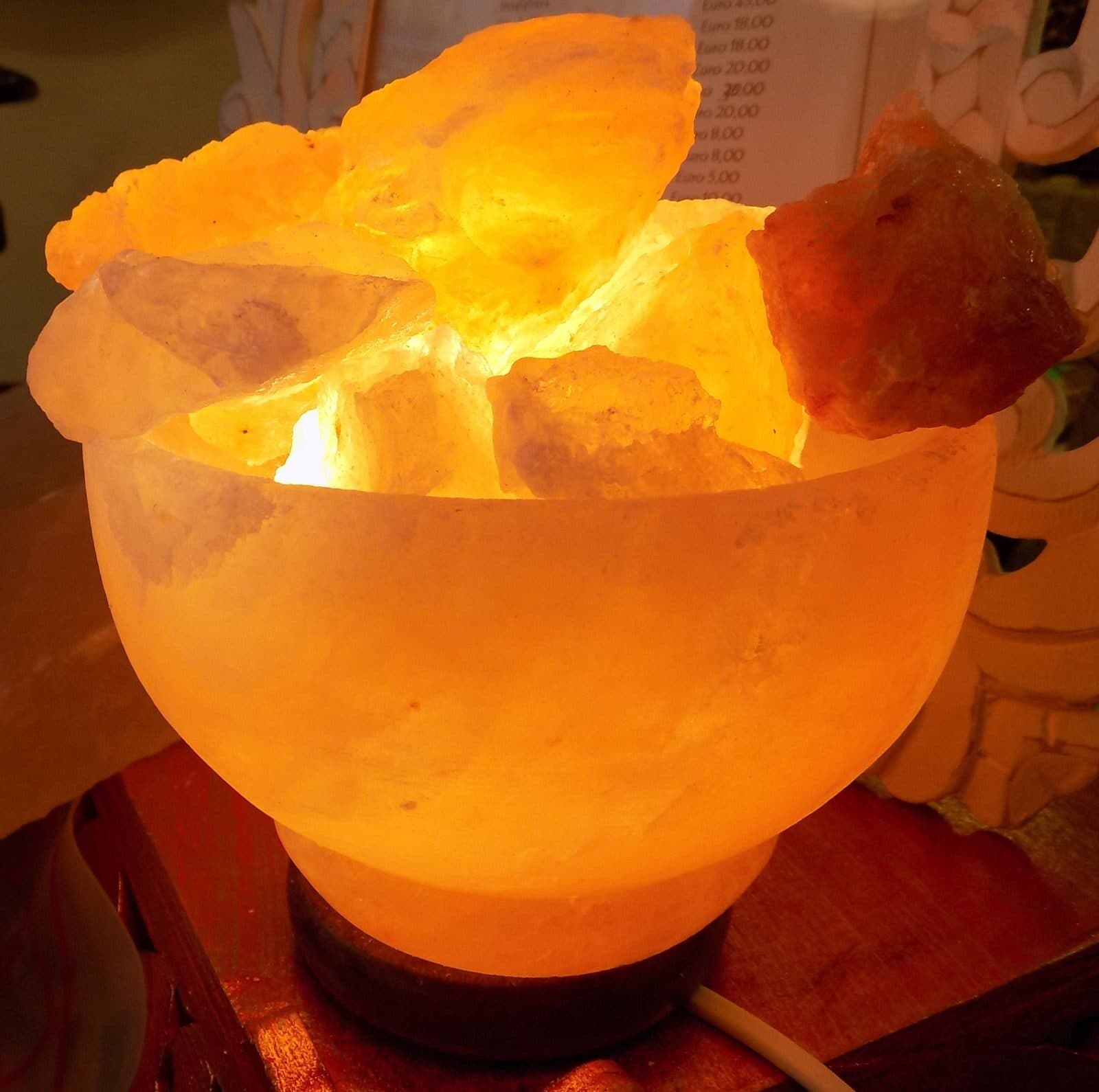 Lampada di Sale Braciere cm 15 KG 2/3 , Sale dell'Himalaya GROTTE TIBET sale rosa - 2
