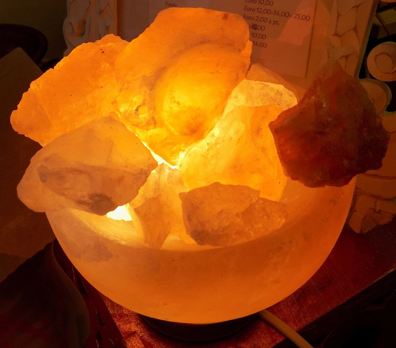 Lampada di Sale Braciere cm 15 KG 2/3 , Sale dell'Himalaya GROTTE TIBET sale rosa - 3