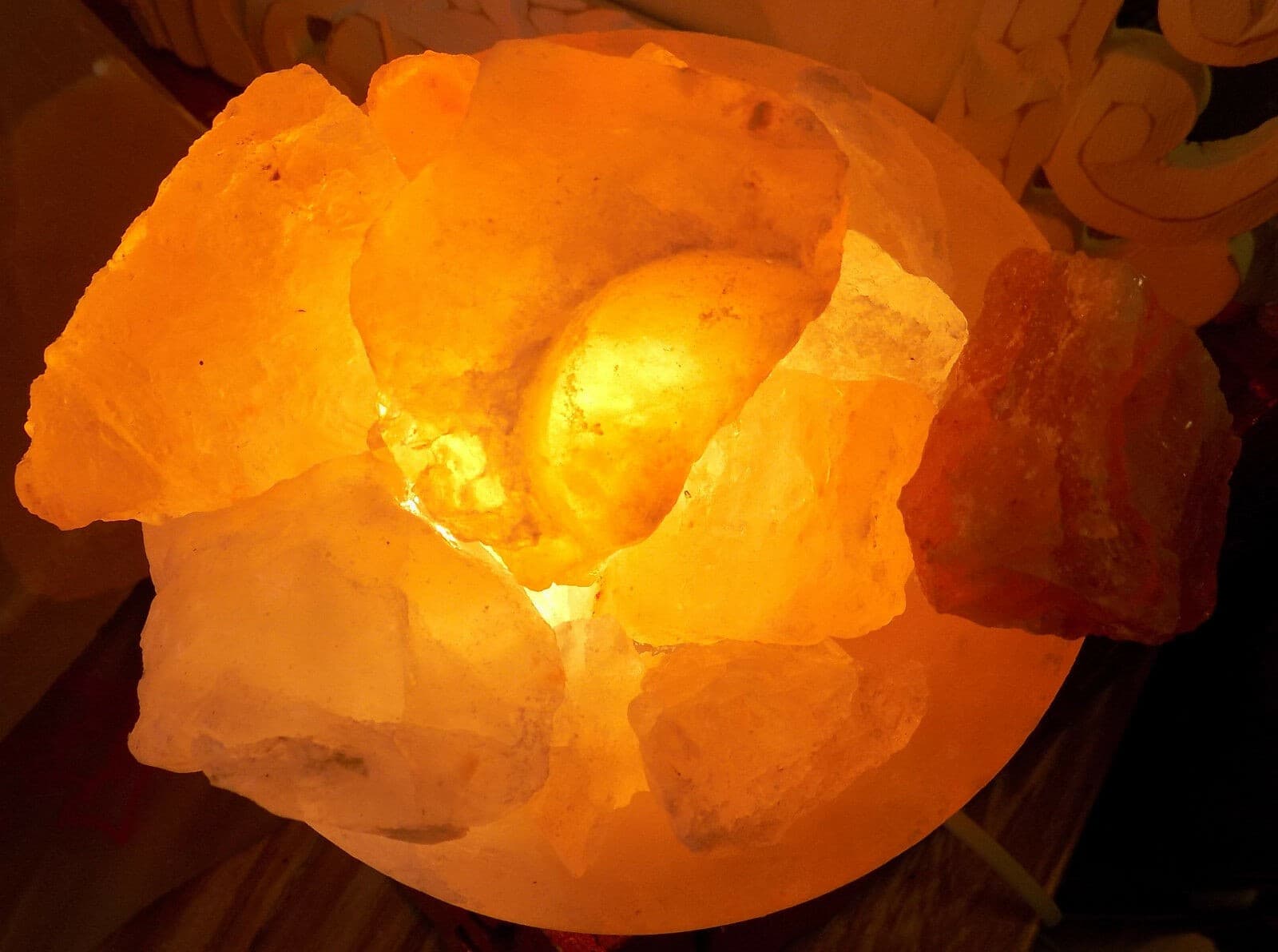 Lampada di Sale Braciere cm 15 KG 2/3 , Sale dell'Himalaya GROTTE TIBET sale rosa - 4