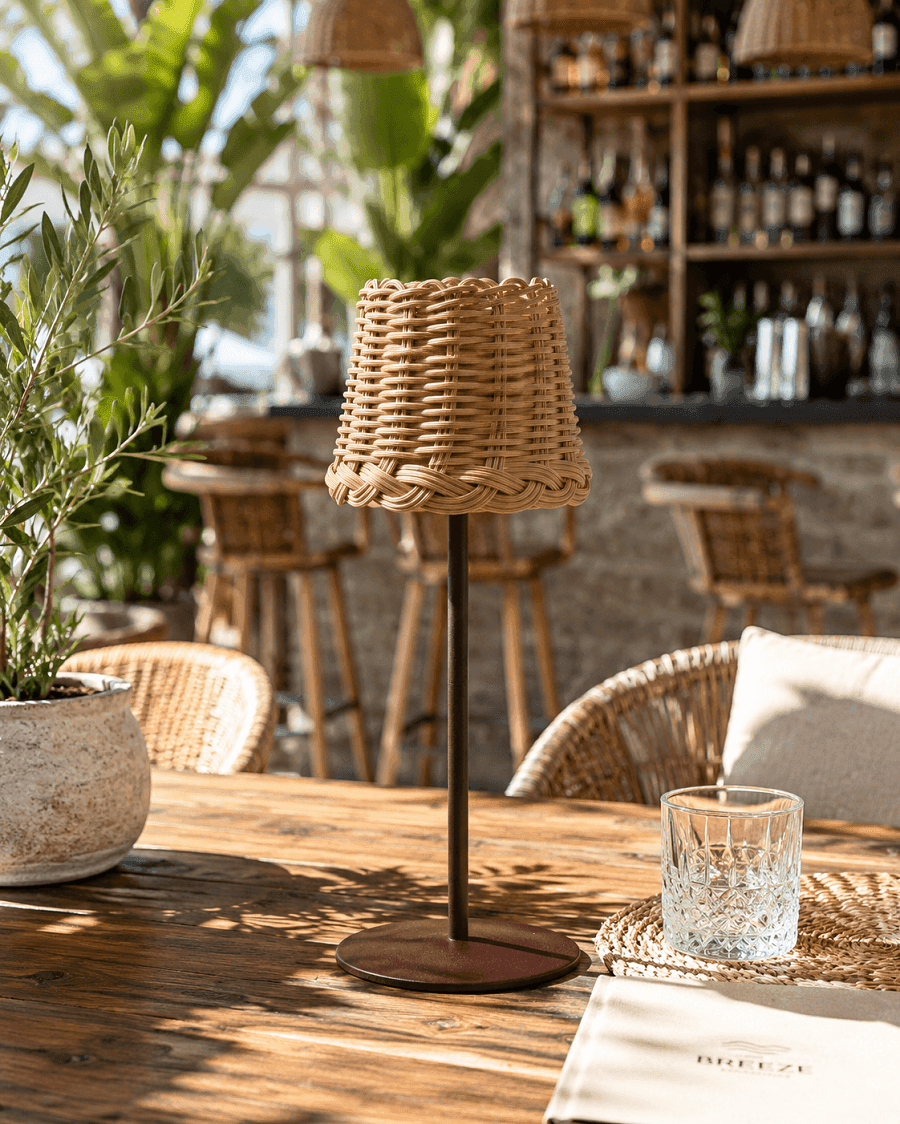 SVAMPITELLA - Lampada Abat Jour Touch Cappello Naturale Base Caffè in Stile Etnico Chic - 2