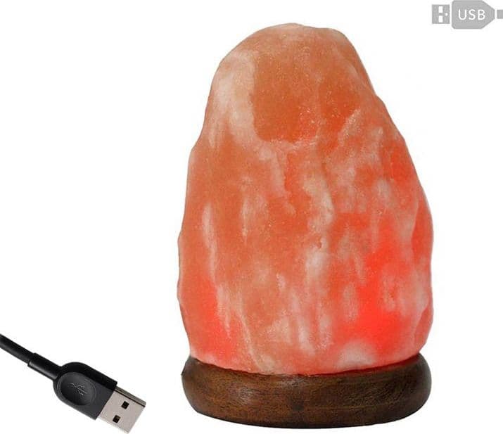 Lampada di Sale rosa USB  cm 11 Sale dell'Himalaya GROTTE TIBET Voganto con scatola - 2
