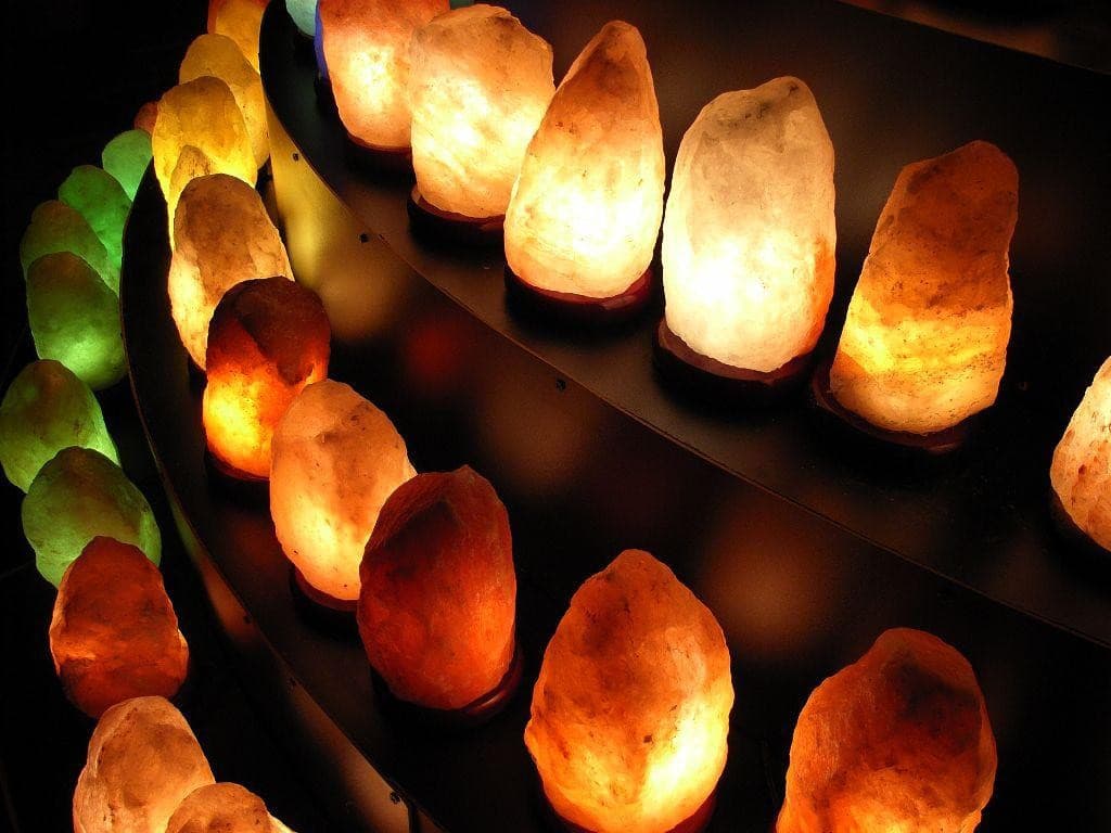 Lampada di Sale rosa USB  cm 11 Sale dell'Himalaya GROTTE TIBET Voganto con scatola - 8