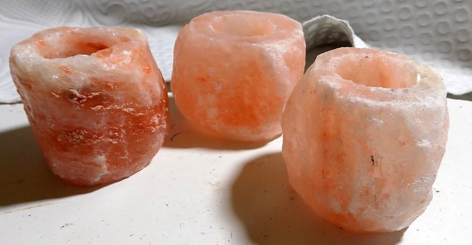 Tris di Porta candele di Sale rosa gr 400-700 circa, Sale dell'Himalaya  Voganto - 11