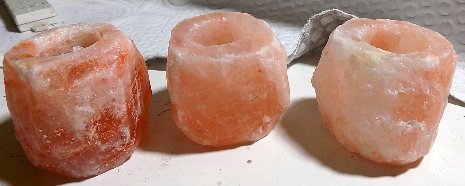 Tris di Porta candele di Sale rosa gr 400-700 circa, Sale dell'Himalaya  Voganto - 3