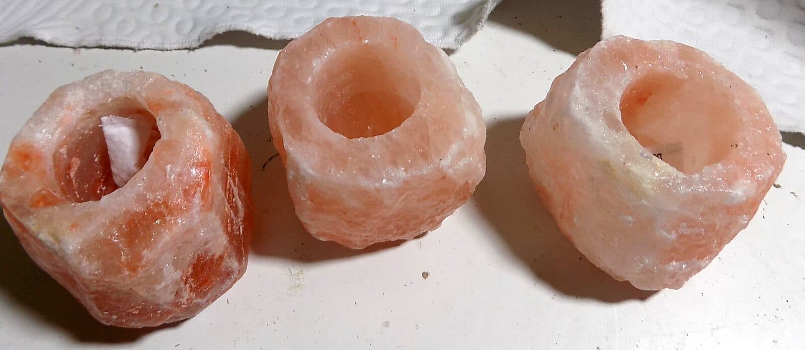 Tris di Porta candele di Sale rosa gr 400-700 circa, Sale dell'Himalaya  Voganto - 9