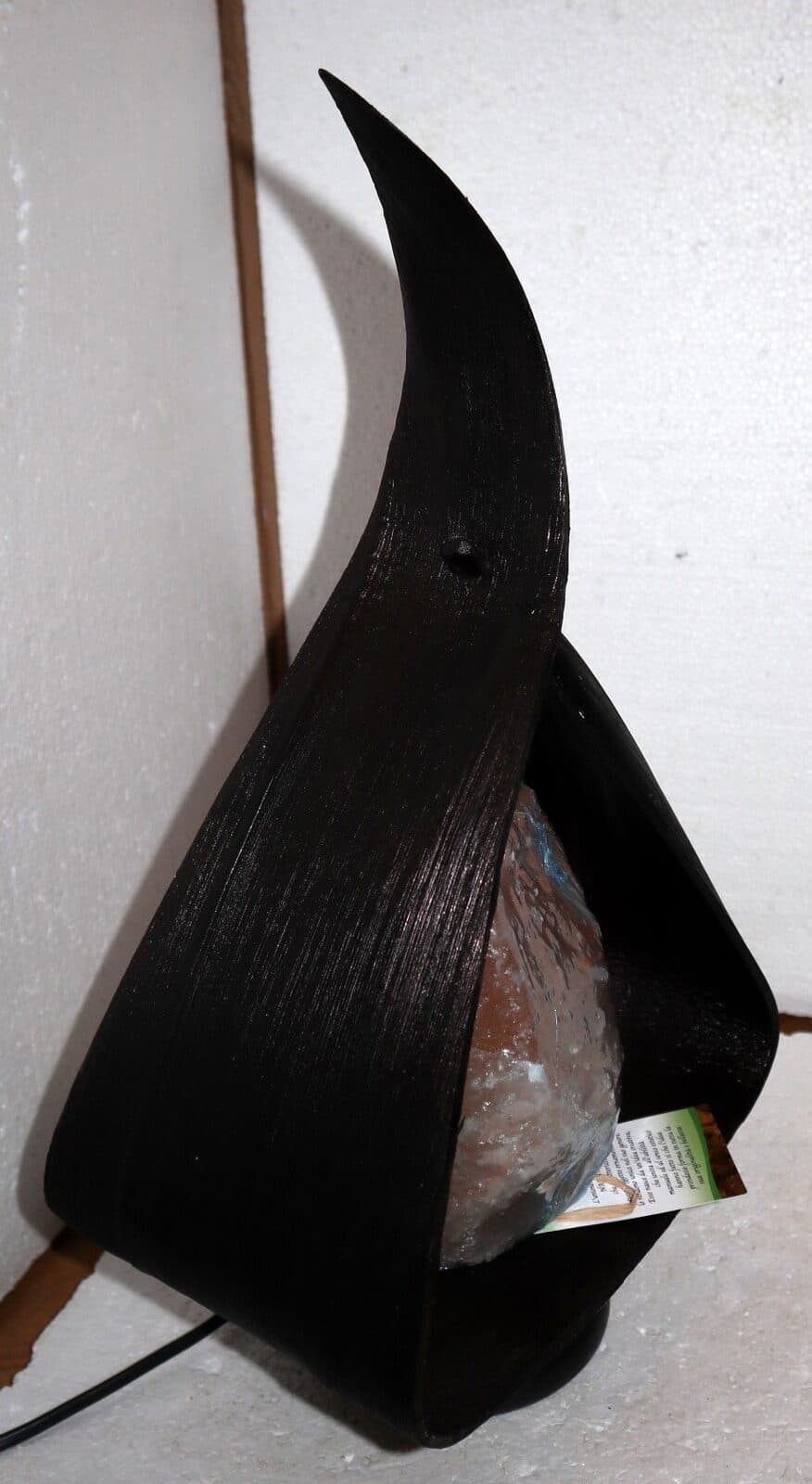 Lampada di sale irripetibile creata in con foglia di cocco a "Goccia" nera - 8