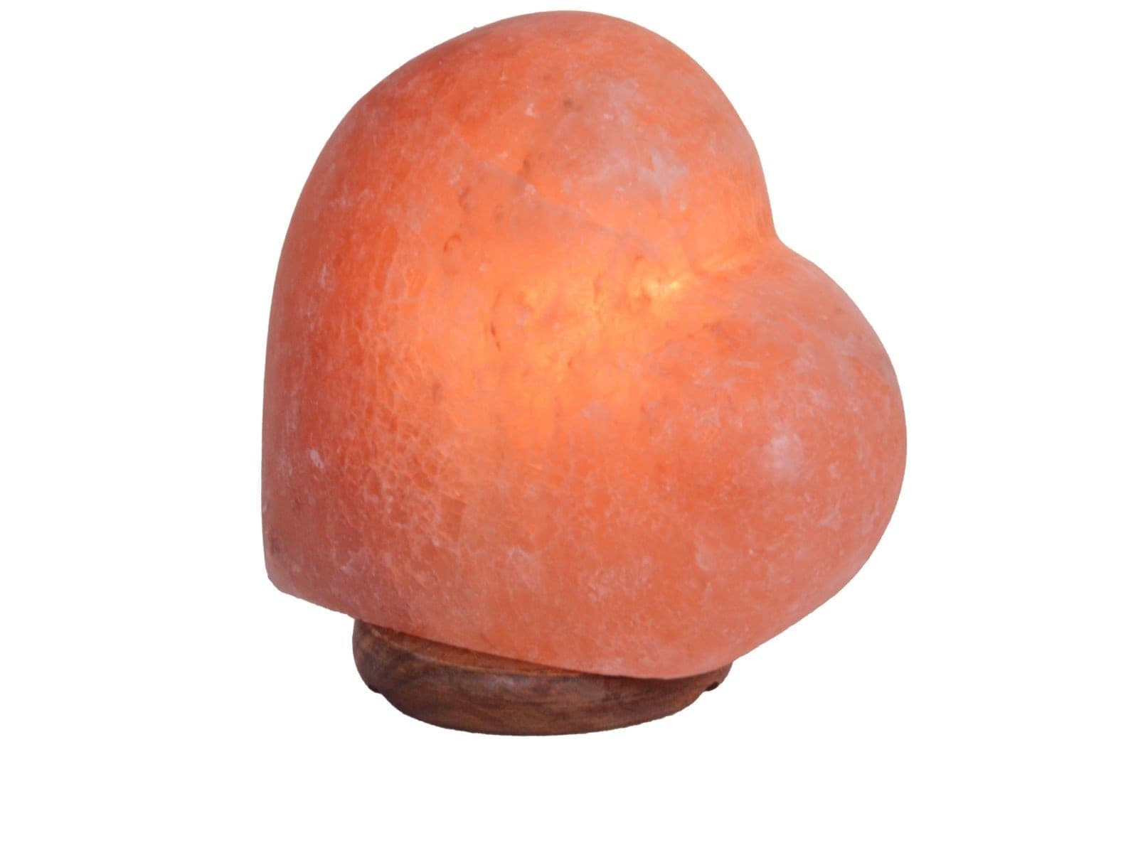 Lampada di sale a forma di cuore  su base di legno Himalaya cm 17x15x10 - 2