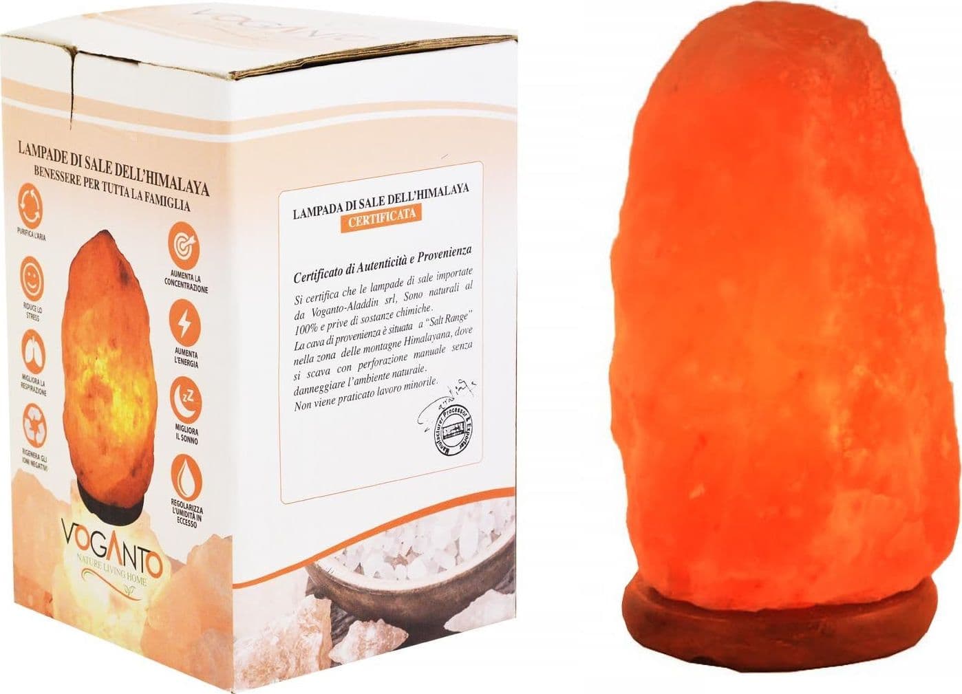 Lampada di Sale KG 3 e 4 in confezione regalo con scatola Sale dell'Himalaya GROTTE TIBET sale rosa Voganto