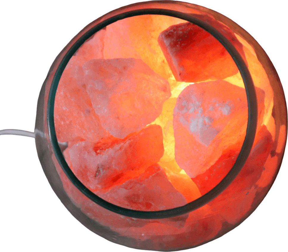 Lampada di Sale Rosa Himalayano in Vetro Soffiato su Radice – UNICA© Voganto | Design Naturale - 5