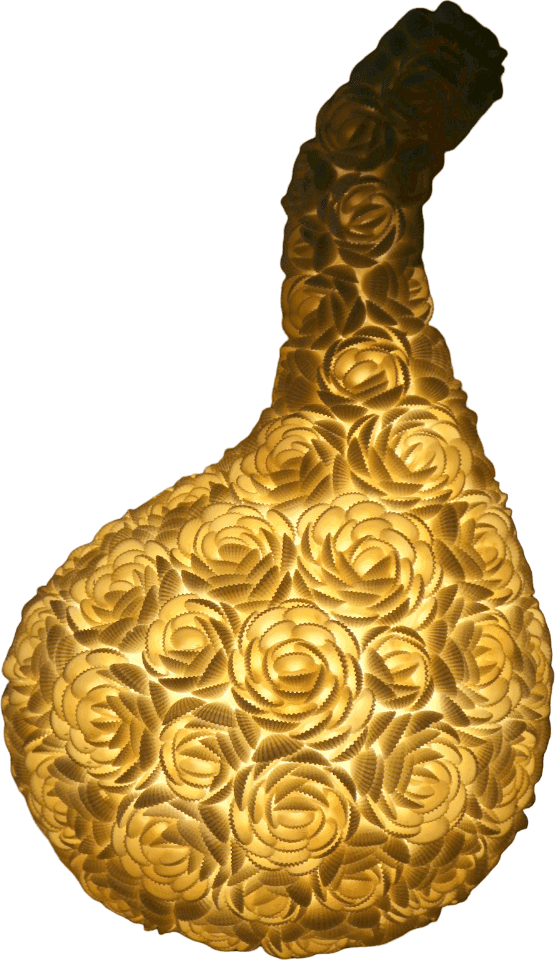 Lampada da Tavolo Artigianale in Vere Conchiglie Marine a Forma di Rosa – Paralume Decorativo – 50 cm - 4