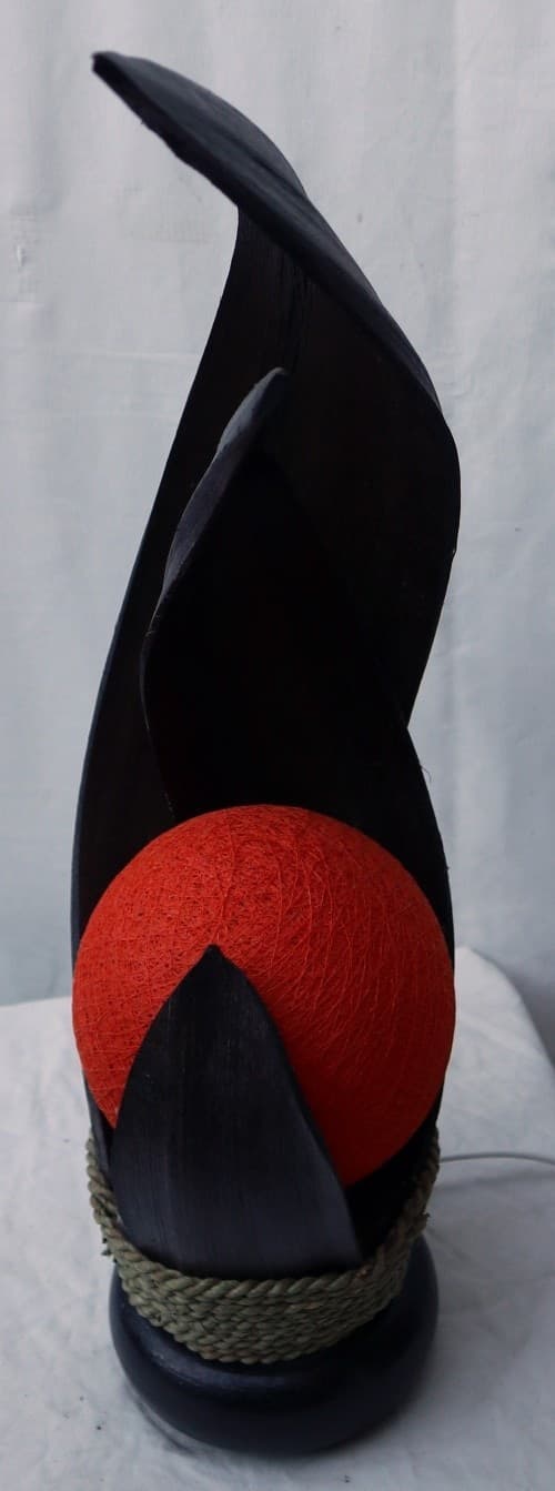 Lampada abatjour in foglie di cocco marrone palla di cotone a sfera arancio cm 13x13x52h - 8