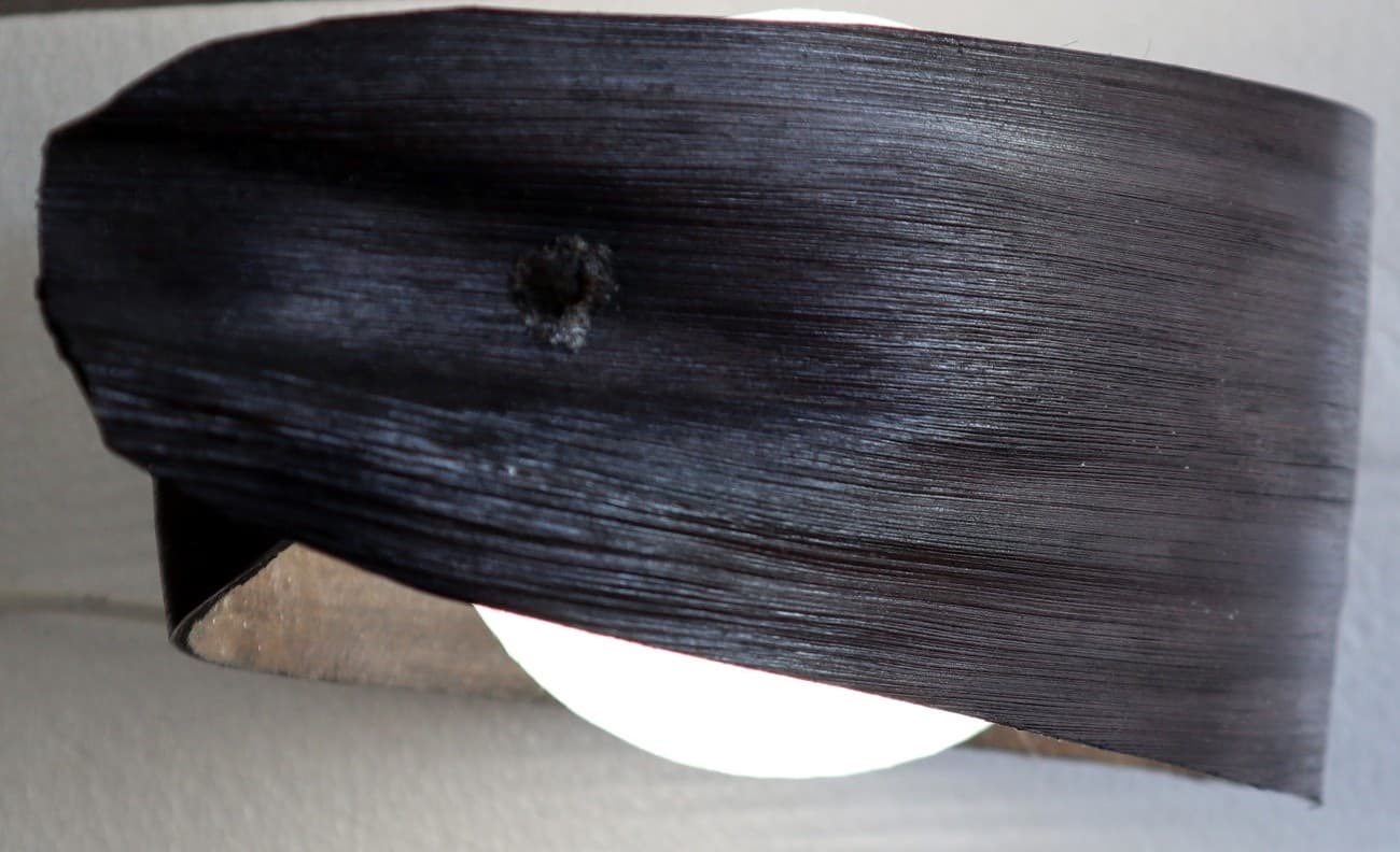 Lampada abatjour in foglia di cocco chiusa marrone  naturale palla di cotone a sfera bianca con base cm 25x13x32h - 7