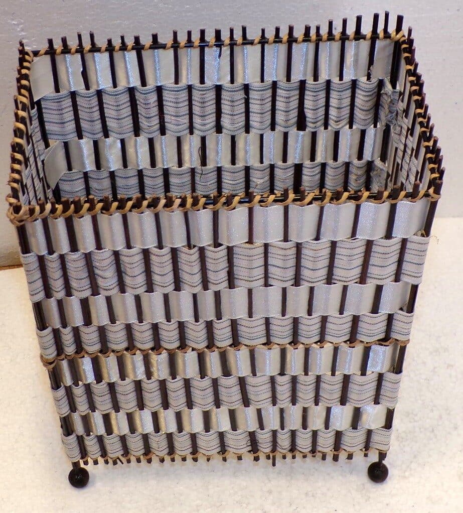 Abajour in vegetale e tela cm  20x11x28 color bianco marrone - 3