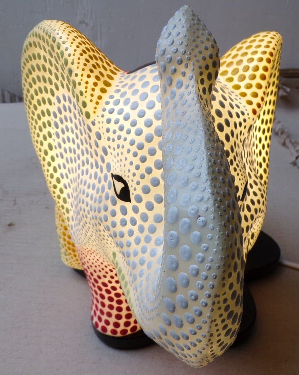 Lampada abatjour elefante cm 35 in resina dipinta tribale con tecnica aborigena maori idea regalo - 3