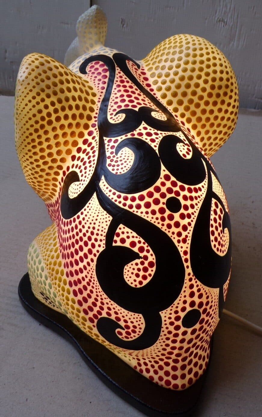 Lampada abatjour elefante cm 35 in resina dipinta tribale con tecnica aborigena maori idea regalo - 4