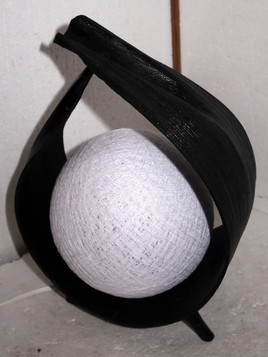 Lampada abatjour  foglia di cocco con palla di cotone bianca cm 20x14x34h - 7