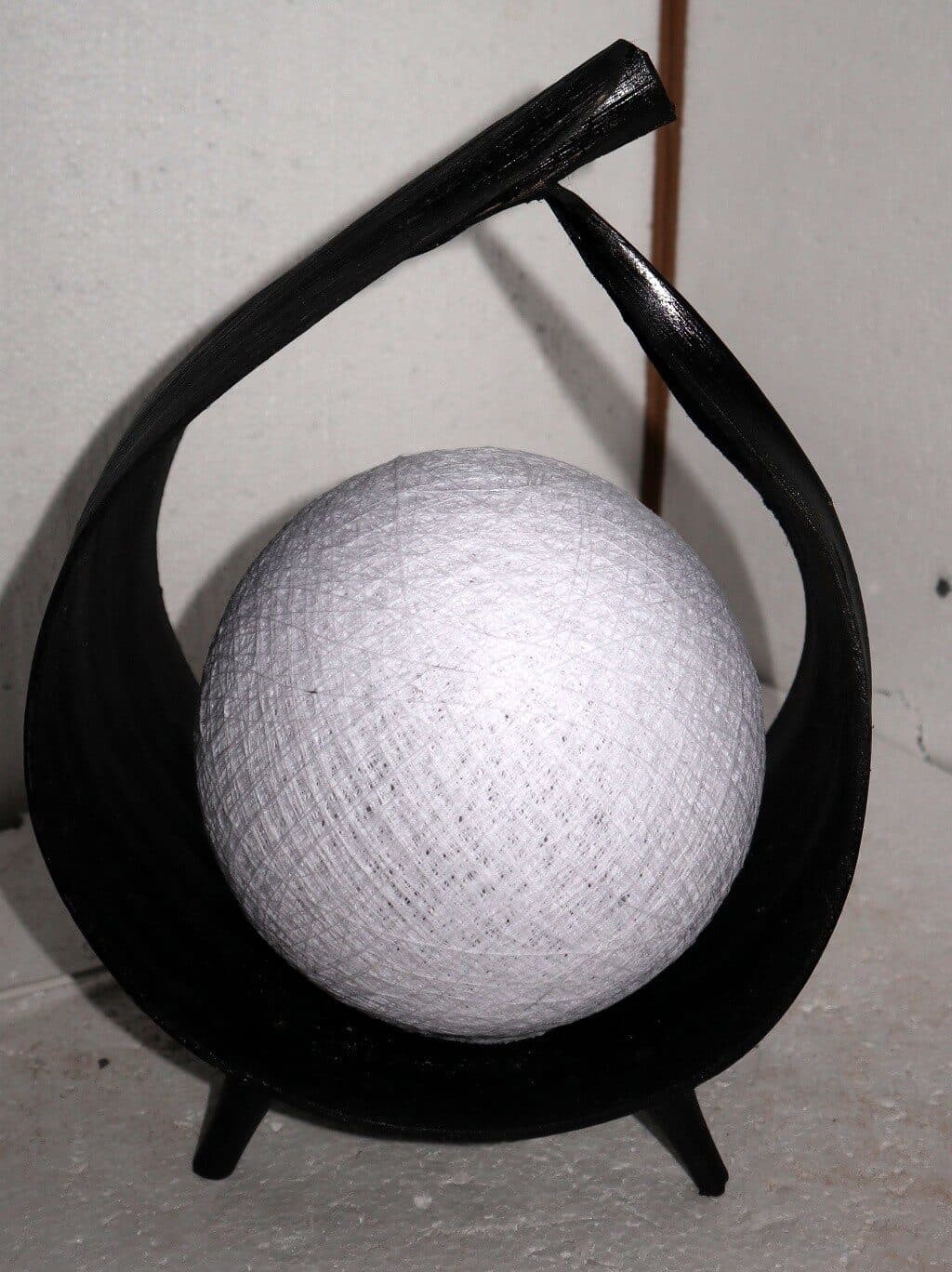 Lampada abatjour  foglia di cocco con palla di cotone bianca cm 20x14x34h - 9