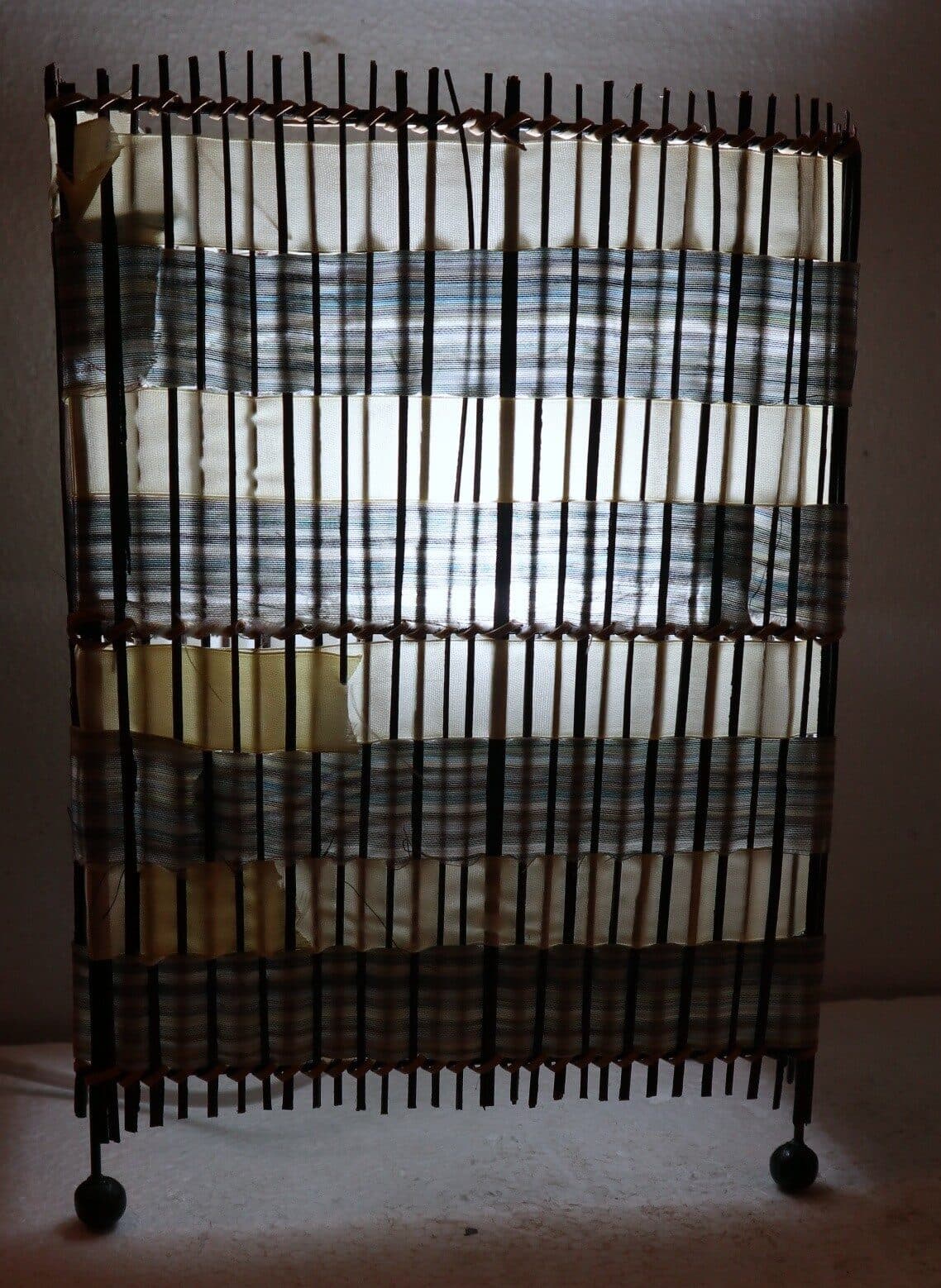 Lampada abatjour in vegetale e tessuto cm 20x11x28h - 3