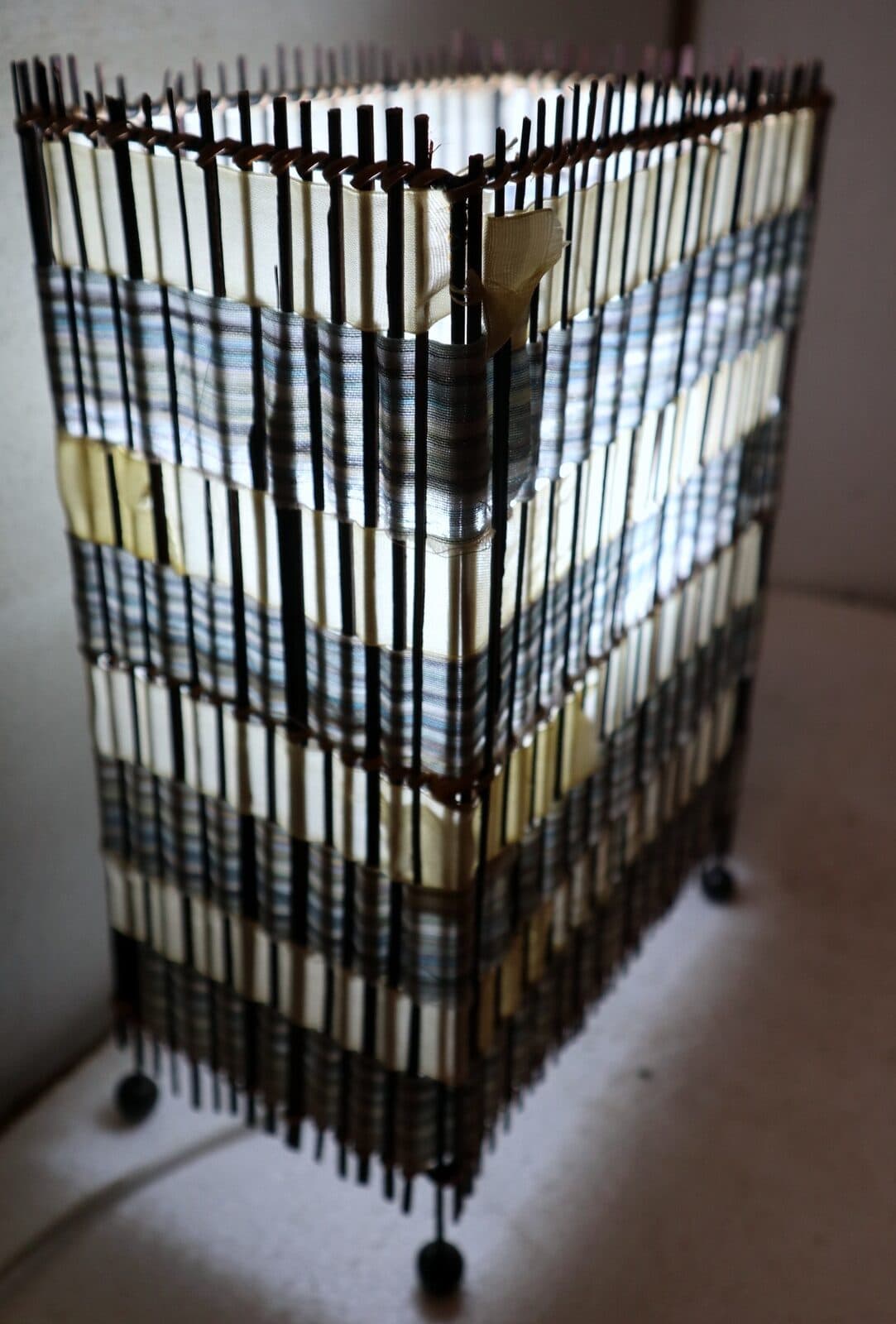 Lampada abatjour in vegetale e tessuto cm 20x11x28h - 7
