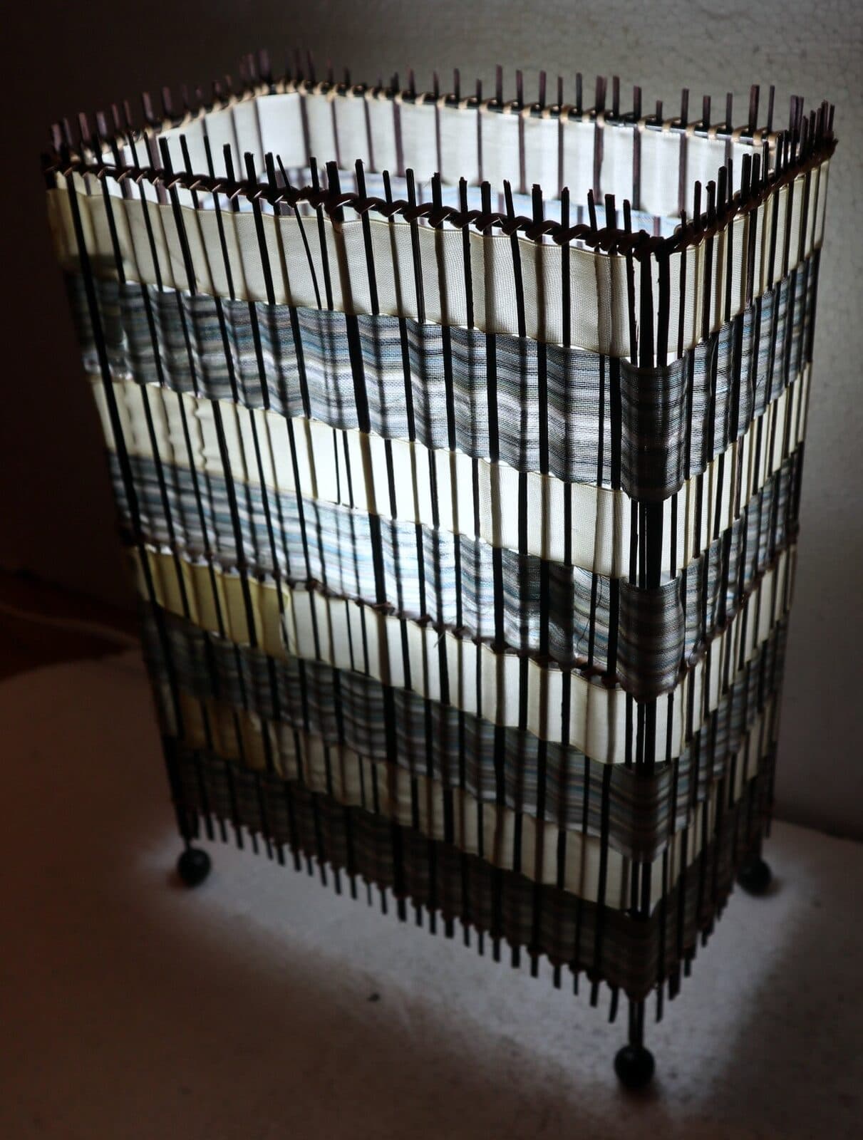Lampada abatjour in vegetale e tessuto cm 20x11x28h - 8