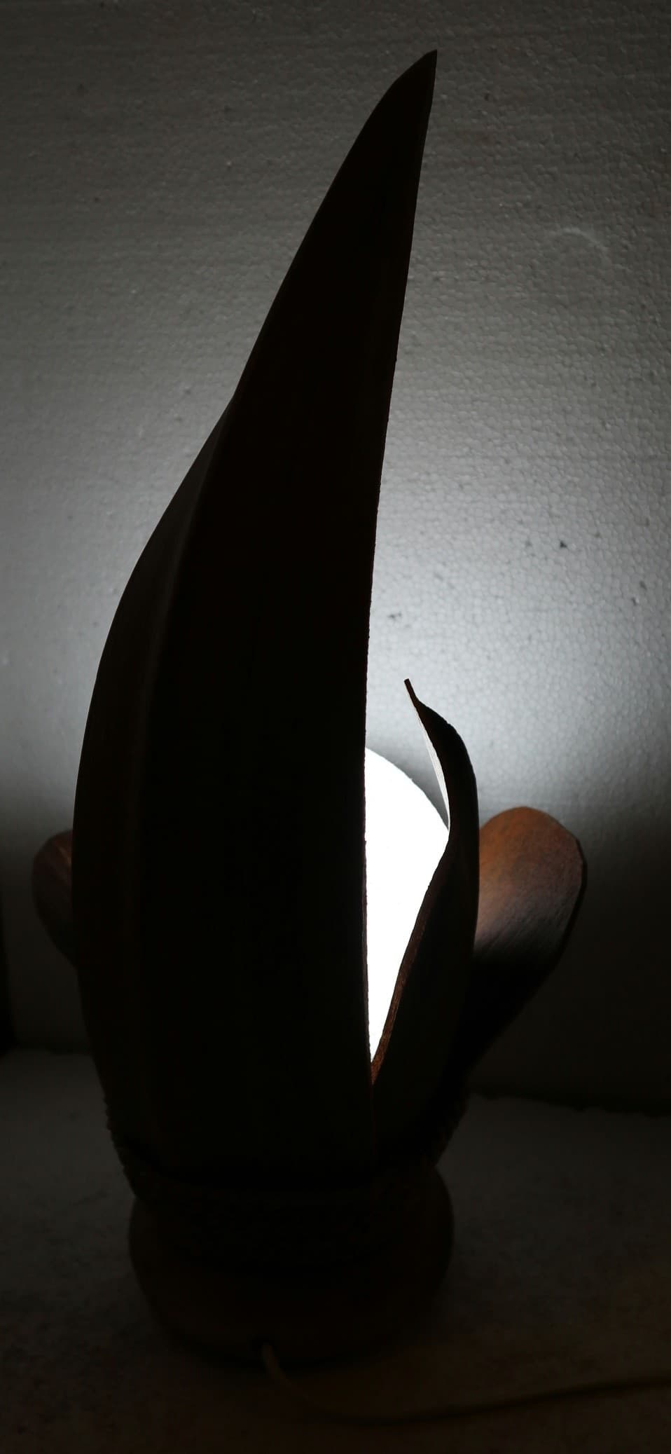 Lampada abatjour in foglie di cocco naturali palla di cotone a sfera bianca cm 24x20x50h loto - 4