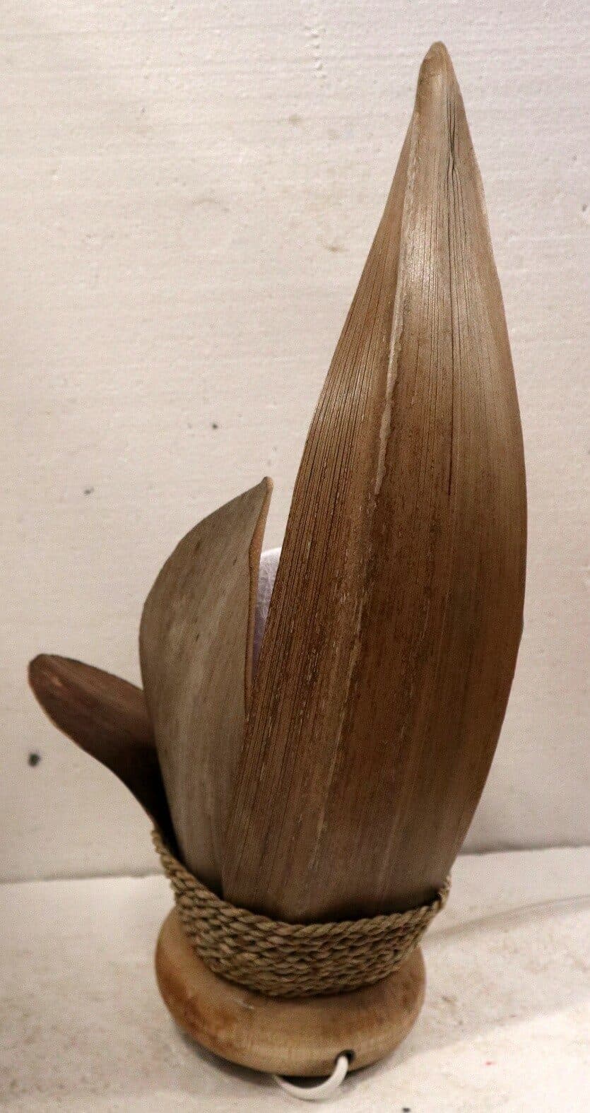 Lampada abatjour in foglie di cocco naturali palla di cotone a sfera bianca cm 24x20x50h loto - 9