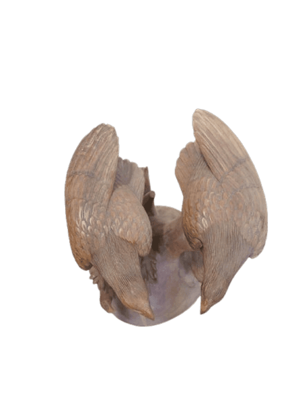 Tavolino Scultura in Teak con Aquile Intagliate – Fatto a Mano in Indonesia Ø60x61cm - 5