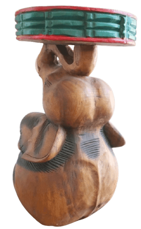 Tavolino da Caffè Thailandese in Legno Massello – Intaglio Elefante – Fatto e Dipinto a Mano – Ø 28 cm x H 51 cm - 8