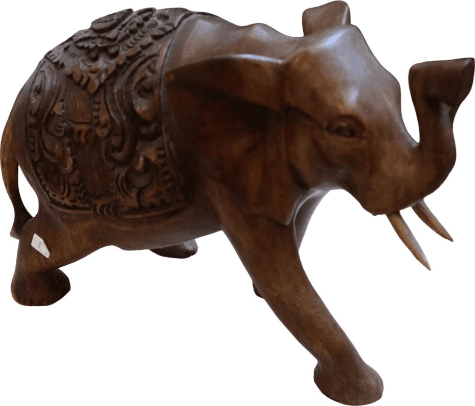 Elefante in Legno di Teak Scolpito a Mano – Decorazione Etnica Indonesiana – cm 27x13x22h circa - 2
