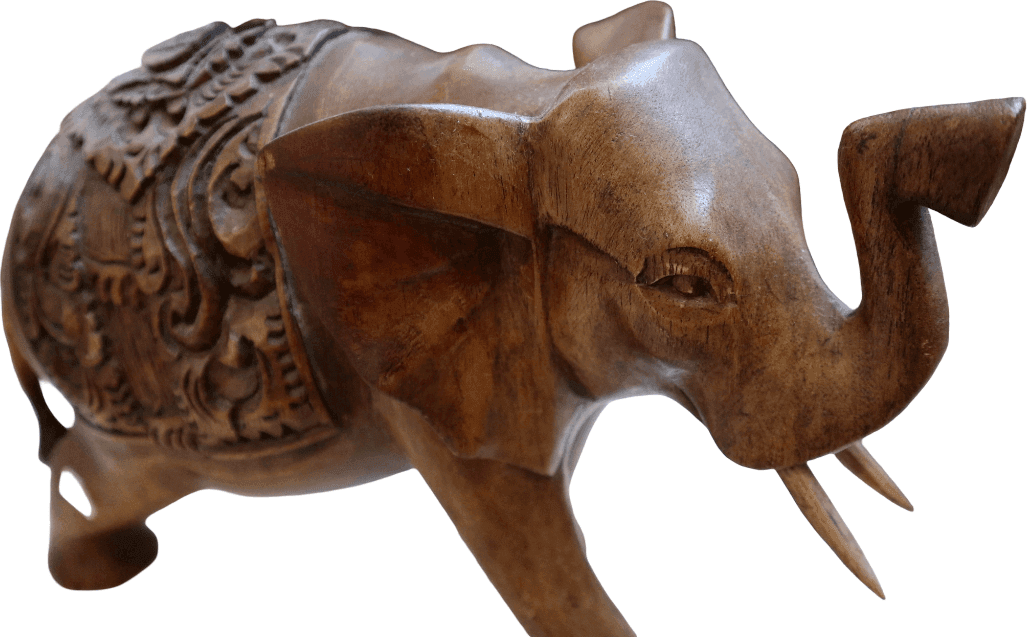 Elefante in Legno di Teak Scolpito a Mano – Decorazione Etnica Indonesiana – cm 27x13x22h circa - 3