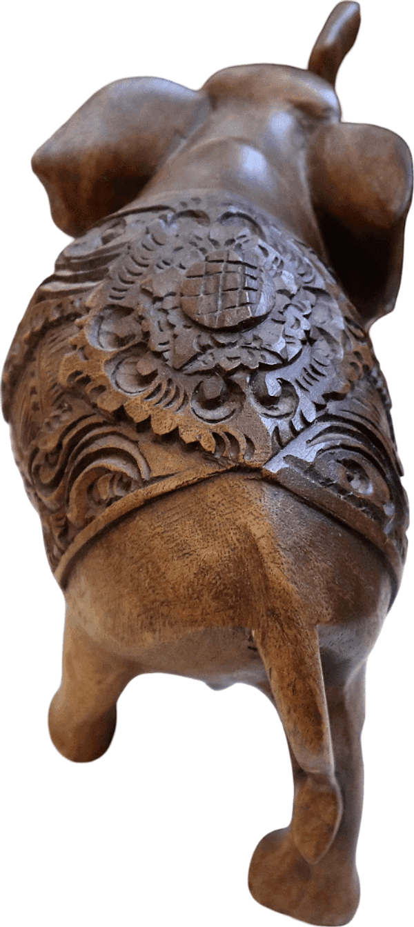 Elefante in Legno di Teak Scolpito a Mano – Decorazione Etnica Indonesiana – cm 27x13x22h circa - 5