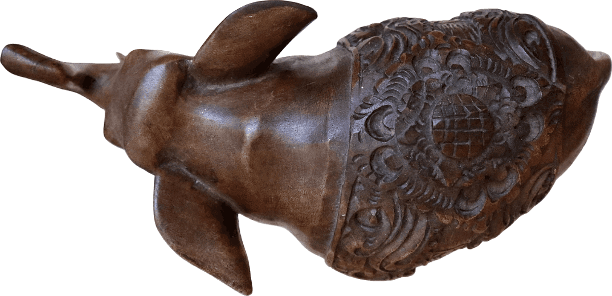 Elefante in Legno di Teak Scolpito a Mano – Decorazione Etnica Indonesiana – cm 27x13x22h circa - 6