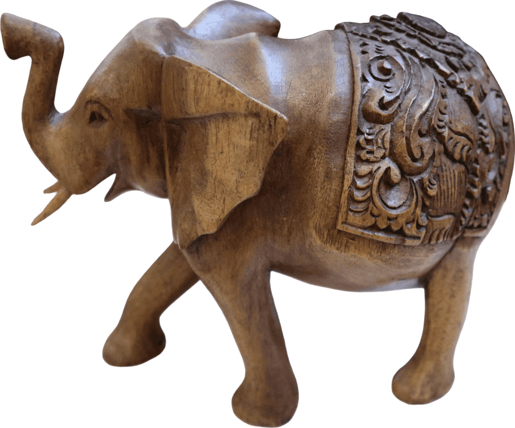 Elefante in Legno di Teak Scolpito a Mano – Decorazione Etnica Indonesiana – cm 27x13x22h circa - 7