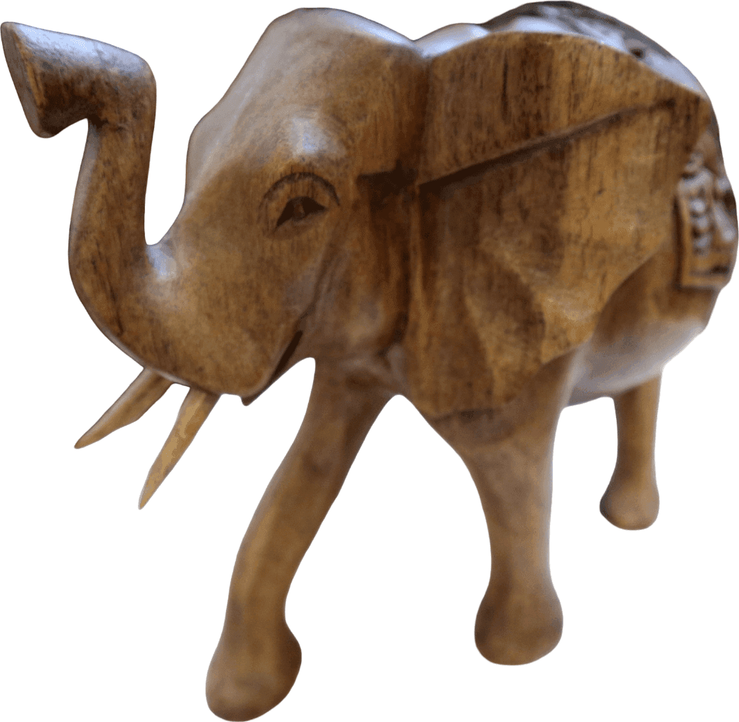 Elefante in Legno di Teak Scolpito a Mano – Decorazione Etnica Indonesiana – cm 27x13x22h circa - 8
