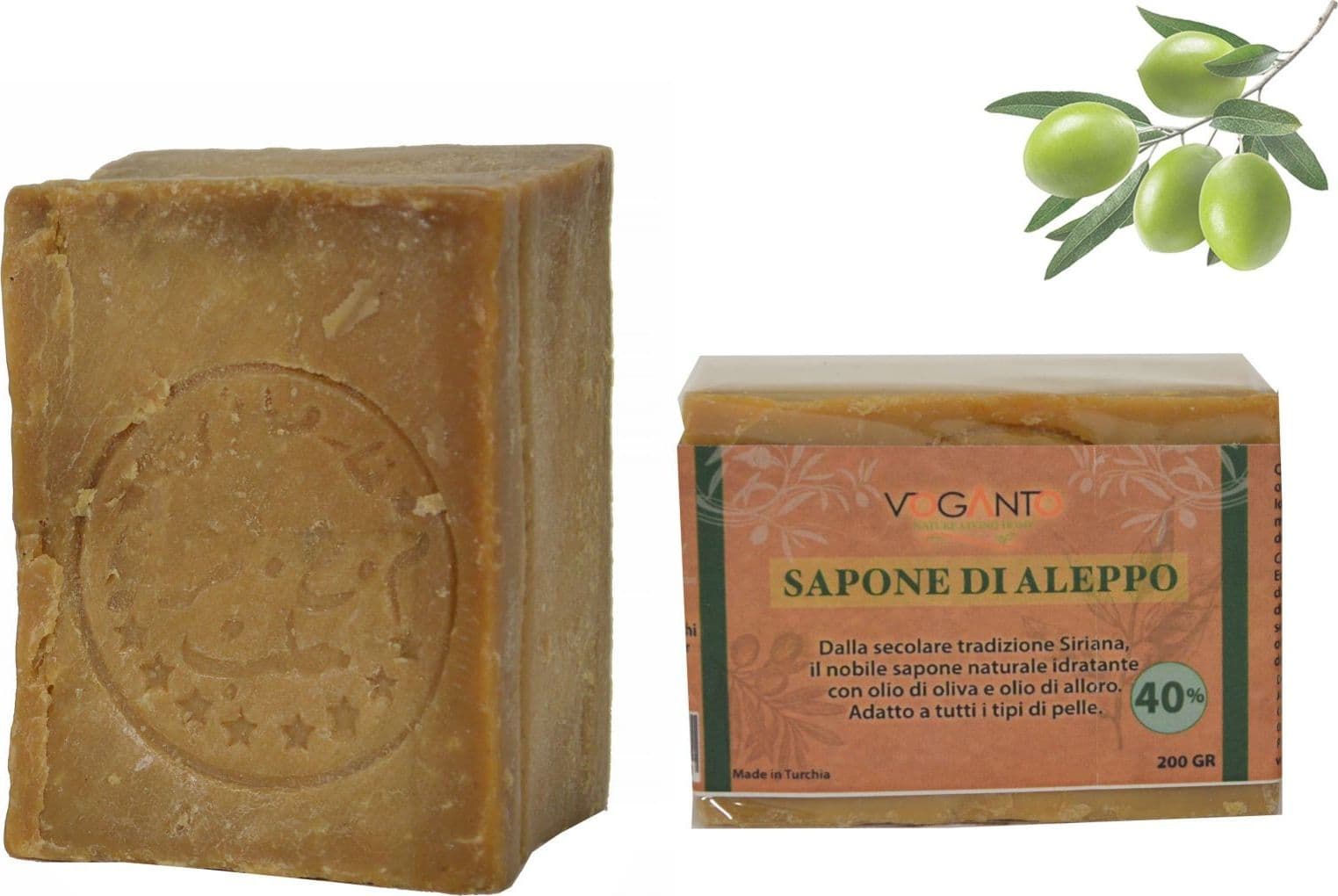 Sapone di Aleppo 3 pezzi con olio di alloro ed oliva da 16% 25% 40% gr.200 - 4