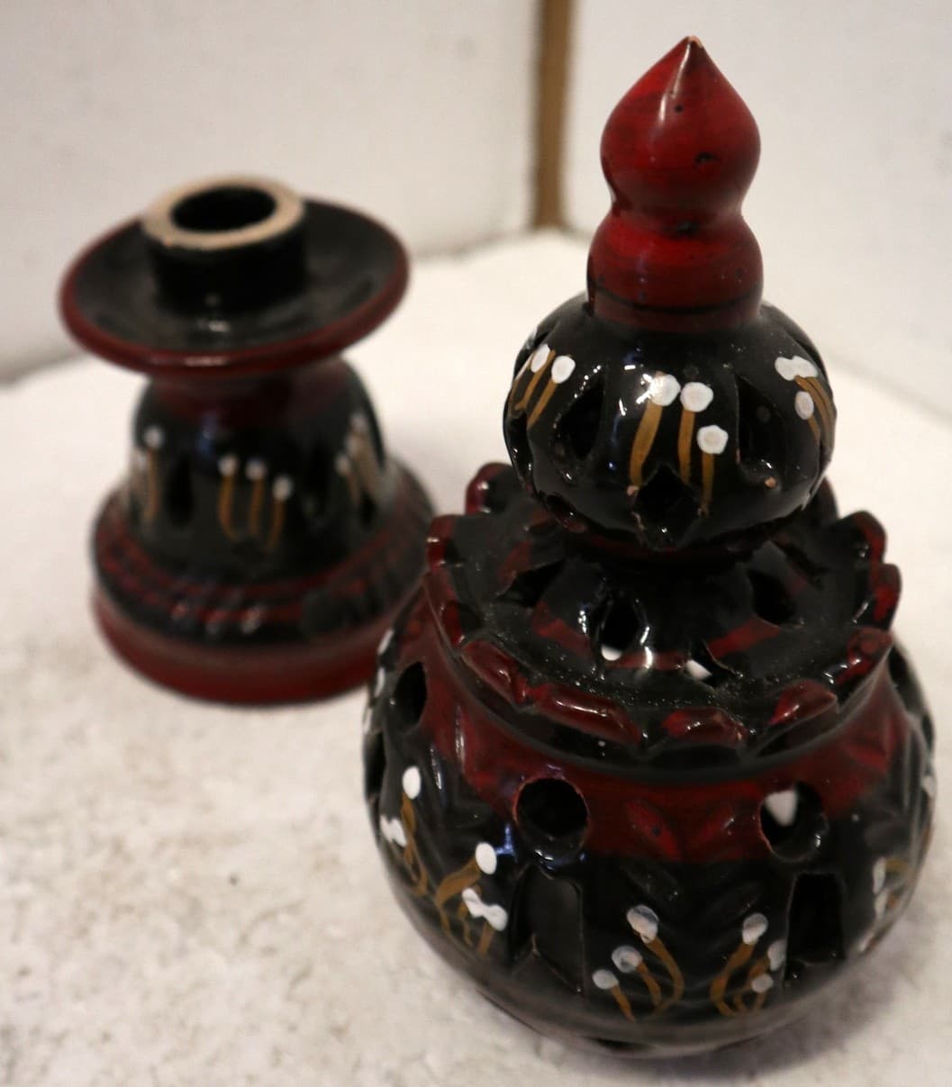 Porta Candela in ceramica smaltata colorati  realizzati a mano cm 10x10x23h - 20