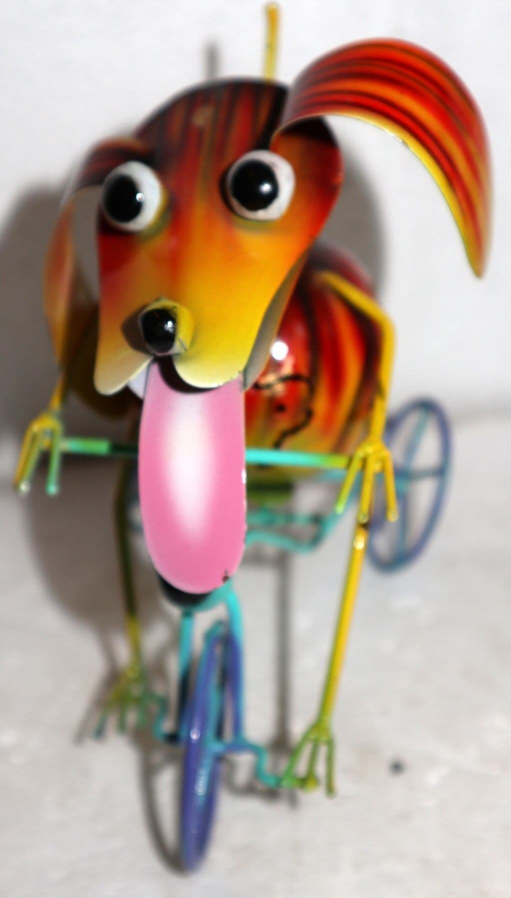 Canino in bicicletta decoro casa in metallo dipinto a mano cane idea regalo - 5