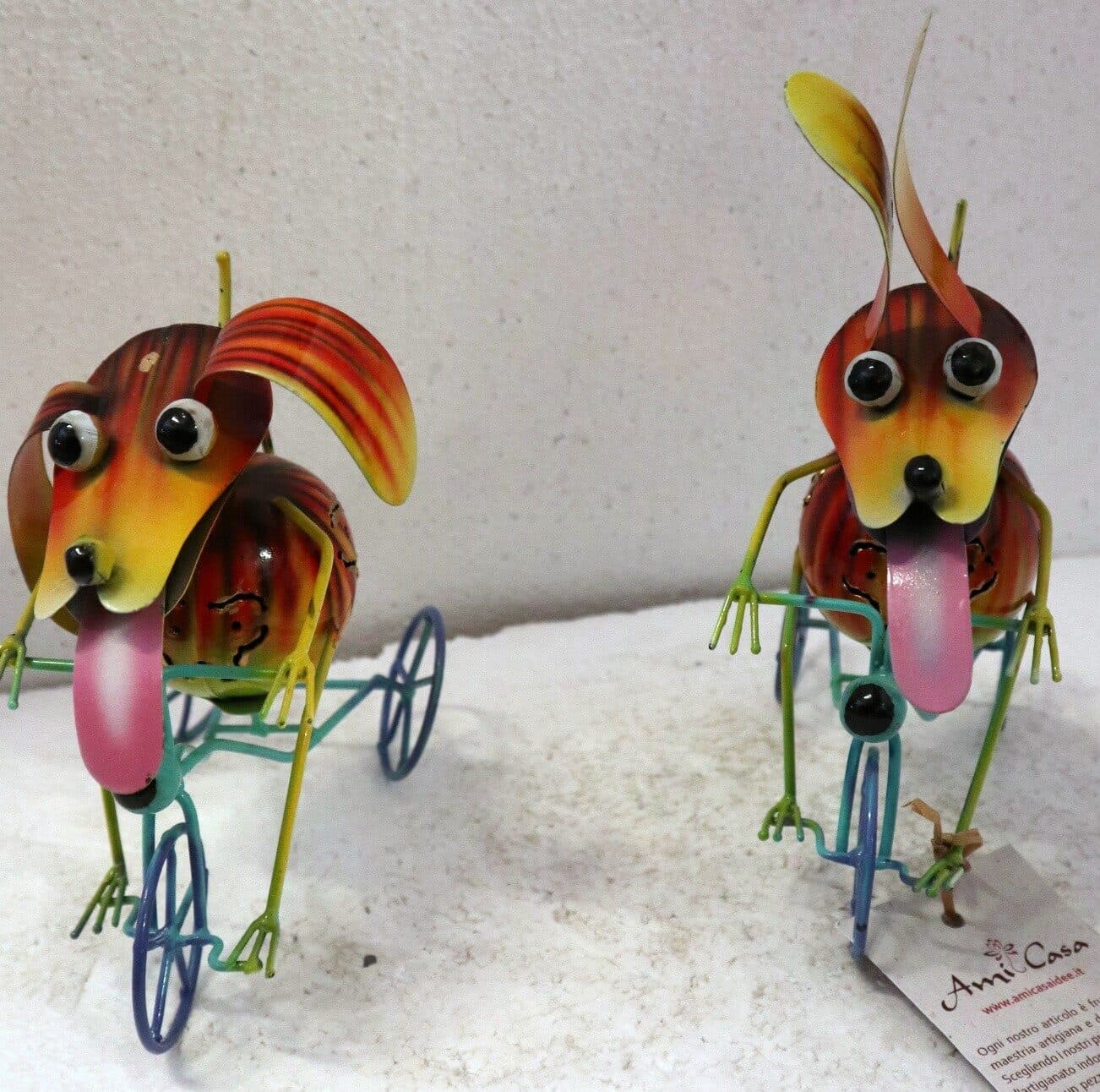 Canino in bicicletta decoro casa in metallo dipinto a mano cane idea regalo - 8
