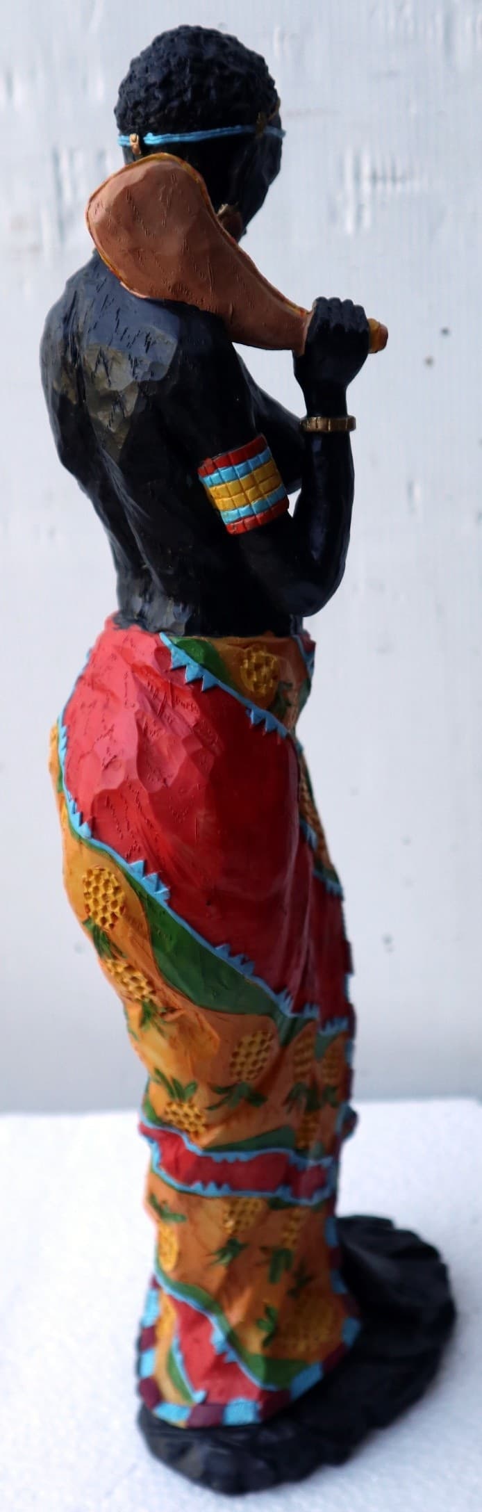 Statua decorativa in resina personaggio africano dipinta a mano cm11x10x38h donna uomo Africa etnico arredo - 3