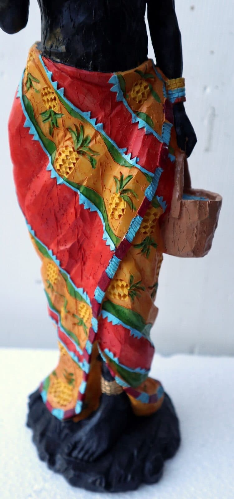 Statua decorativa in resina personaggio africano dipinta a mano cm11x10x38h donna uomo Africa etnico arredo - 4