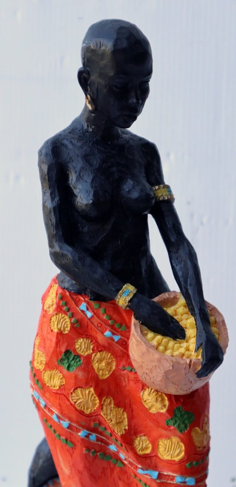 Statua decorativa in resina personaggio africano dipinta a mano cm 10x8x27h donna uomo Africa etnico arredo - 2
