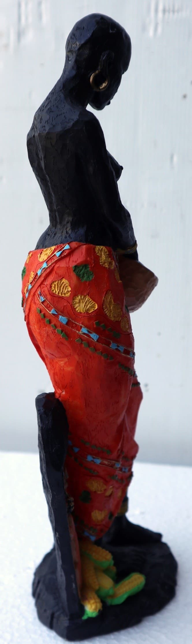 Statua decorativa in resina personaggio africano dipinta a mano cm 10x8x27h donna uomo Africa etnico arredo - 3
