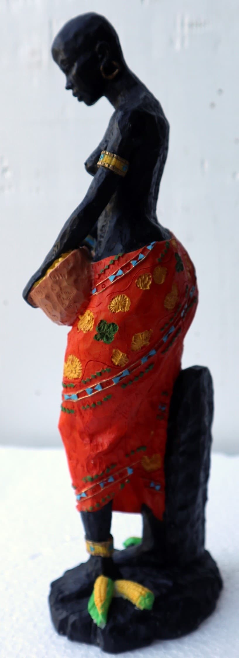 Statua decorativa in resina personaggio africano dipinta a mano cm 10x8x27h donna uomo Africa etnico arredo - 5