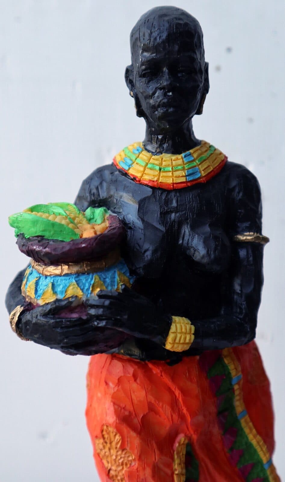 Statua decorativa in resina personaggio africano dipinta a mano cm 9x8x30h donna uomo Africa etnico arredo - 2