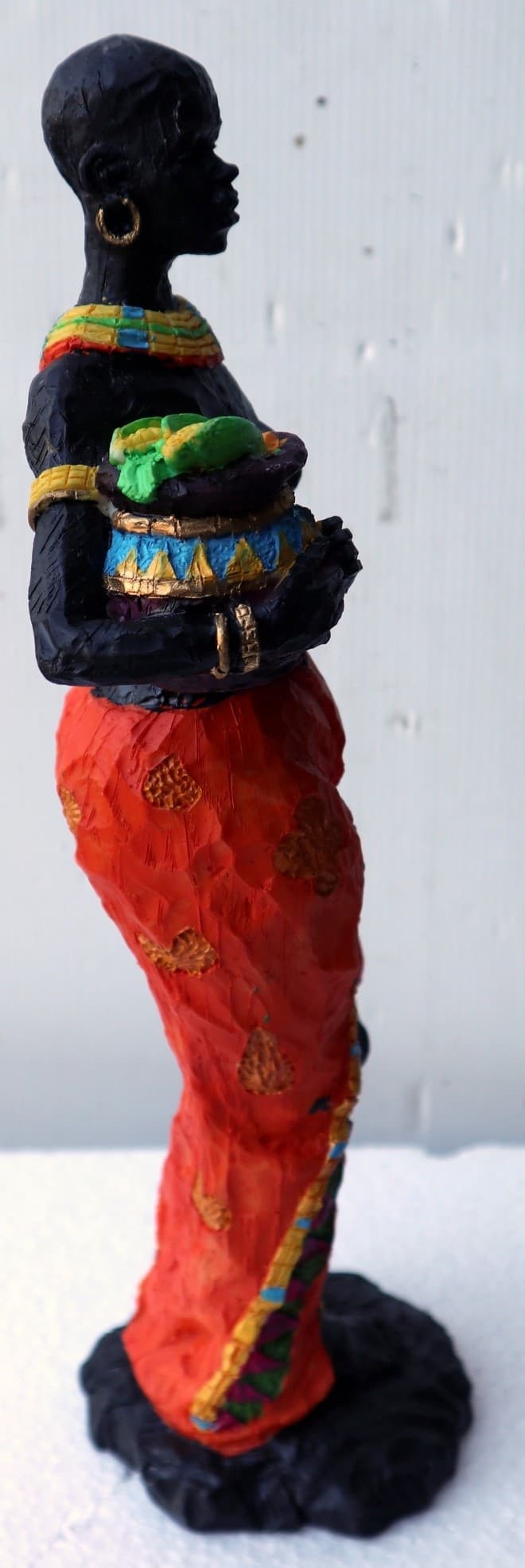 Statua decorativa in resina personaggio africano dipinta a mano cm 9x8x30h donna uomo Africa etnico arredo - 3