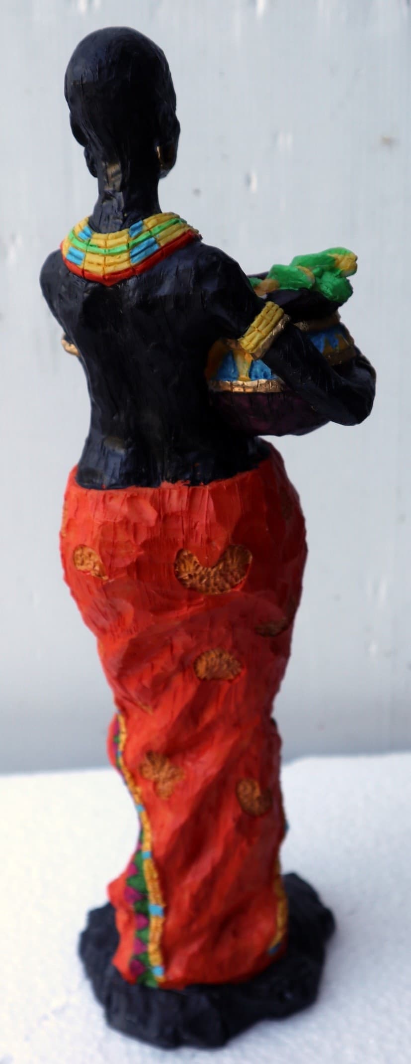Statua decorativa in resina personaggio africano dipinta a mano cm 9x8x30h donna uomo Africa etnico arredo - 4